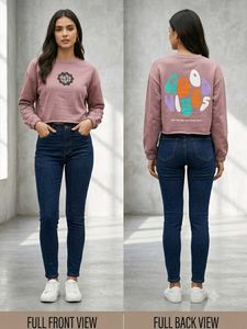 Trendy "Good Vibes" Cropped Sweatshirt