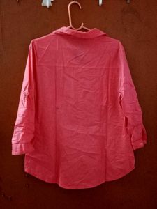 Coral Button-Up 3/4 Sleeve Shirt