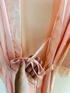 Elegant Pink Lace Trim Robe