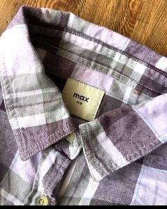 Purple Plaid Long Sleeve Button-Up Shirt