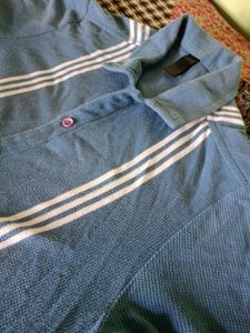 Blue Striped Polo T-Shirt