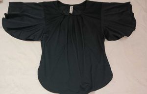 Chic Black Flutter Sleeve Top