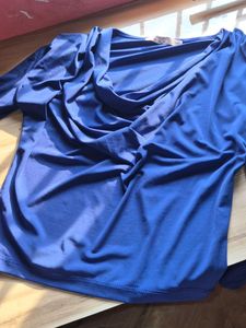 cow neck Stylish Blue Draped Top
