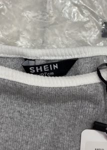 SHEIN Grey Ribbed Crop Tank Top