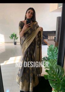 Elegant Dark Grey Saree with Gold