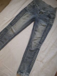 High-Waist Slim Fit Jeans with Braided De