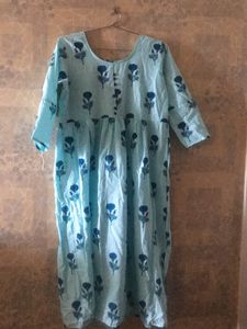 Blue Floral Block Print Co-ord Dress