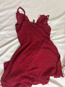 Red Leopard Print Mini Dress