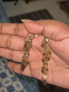 Gold Tone Dangle Heart Earrings