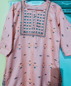 Brand New Embroidered Kurti. Peach Colour. Will Fi