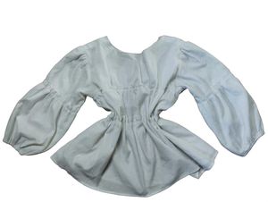 Chic White Peplum Top with Balloon Sleeves