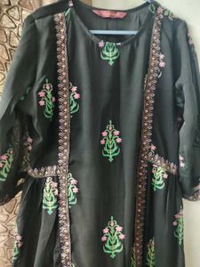 Sangria Black Embroidered Kurta set