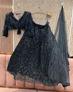 Stunning Black Sequined Lehenga Choli Set