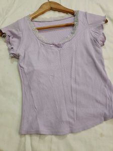 Lavender Lace Trim Top