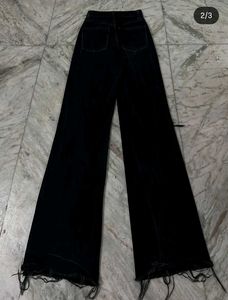 Zara Black Wide Leg Ripped Jeans