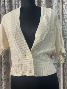 Cream Knit Cropped Cardigan