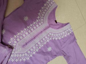 Lavender Embroidered Kurta Set