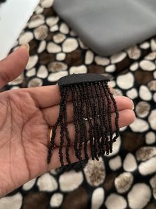 Black Beaded Tassel Earrings