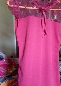 Chic Pink Polka Dot Mesh Top combo