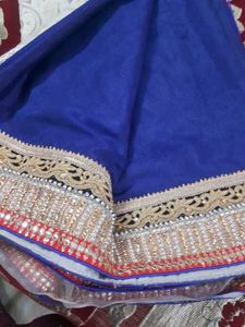Elegant Blue Saree with Intricate Border
