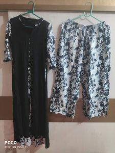 Black Kurti With Palazzo Combo Set