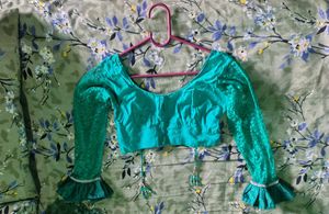 Emerald Green Lace Sleeve Blouse✨
