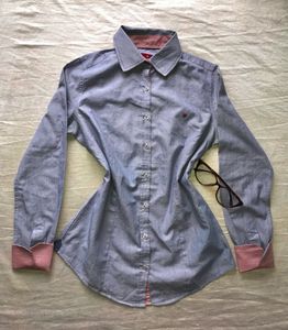 Classy blue red detailed shirt