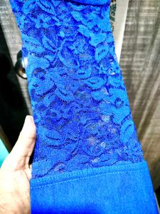 Royal Blue Lace Detailed Palazzo Pants