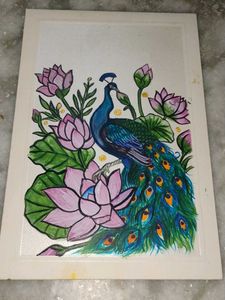 Peacock &amp; Lotus Painted envelope