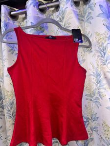 Chic Red Peplum Top