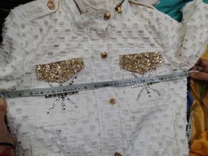 Designer   danim Embellished White Jacket