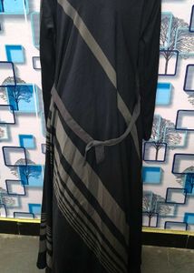 Striped Black Nida Umbrella Burqa Latest Design
