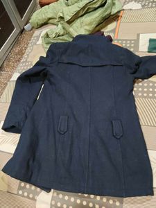 Stylish Navy Blue coat winters  turtleneck top