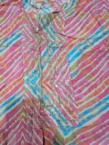 Colorful Striped Kurta with Embellishment
