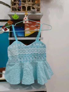 Cute Light Blue Peplum Top