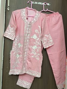 Pink Embroidered branded Kurta Set