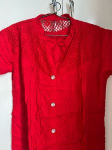 Red Button-Down Top
