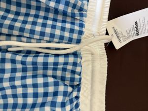 Blue Gingham Wide Leg Pants