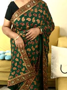 Elegant Green Embellished Saree
