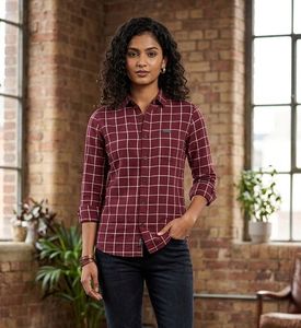 Maroon Checkered Casual Shirt
