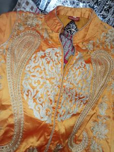 Elegant Orange Embroidered Kurta Set