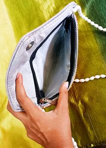 Grey Hand Embroidered Sling Bag