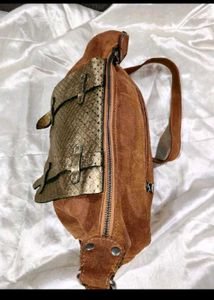 Stylish Suede &amp; Metallic Crossbody Bag