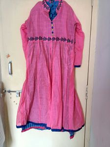 Pink Embroidered Anarkali Kurti