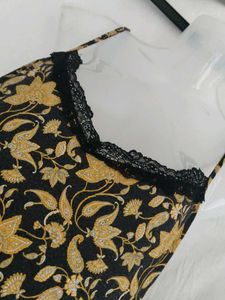 Paisley Print Cami Top with Lace Trim