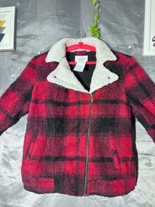 OLD NAVY Cozy Plaid Fleece Moto Jacket