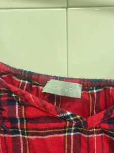 Red Plaid Cami Top with Ruffle Hem