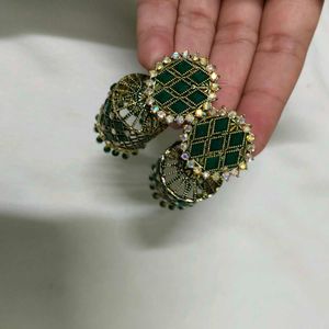 Elegant Green Jhumka Earrings