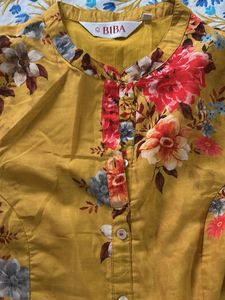 BIBA Yellow Floral Print Kurta with brand size 36