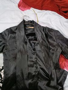 Aesthetic Formal Black Satin Shirt